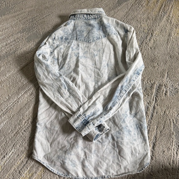 Bullhead Black Denim chambray shirts Guess button front snap cotton small - Picture 11 of 11